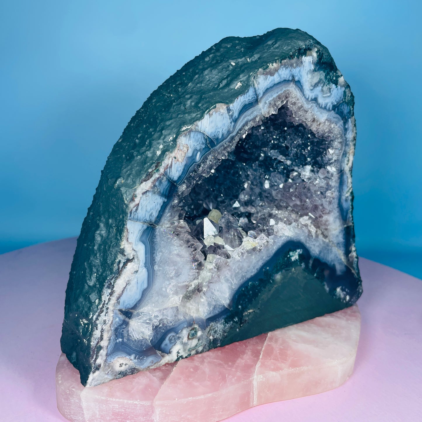 Amethyst + Agate Cluster Geode Small Cave (Video)