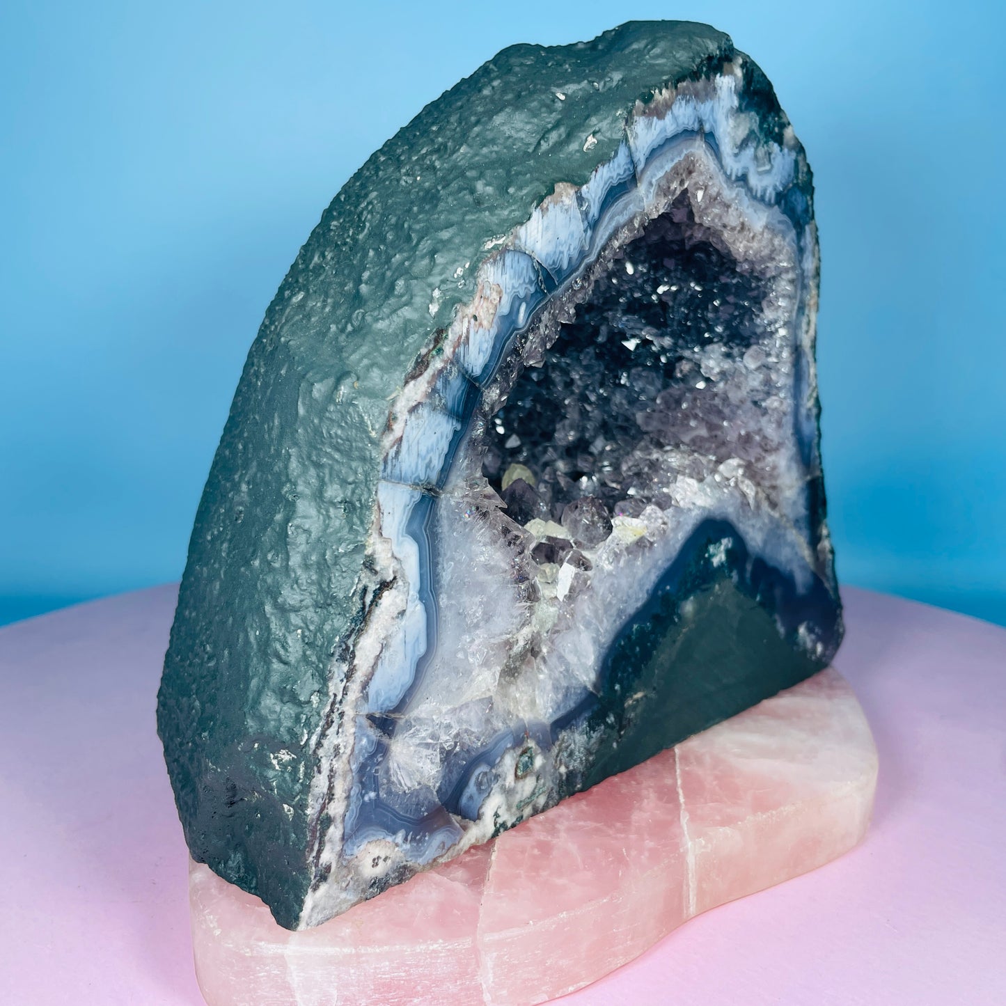 Amethyst + Agate Cluster Geode Small Cave (Video)