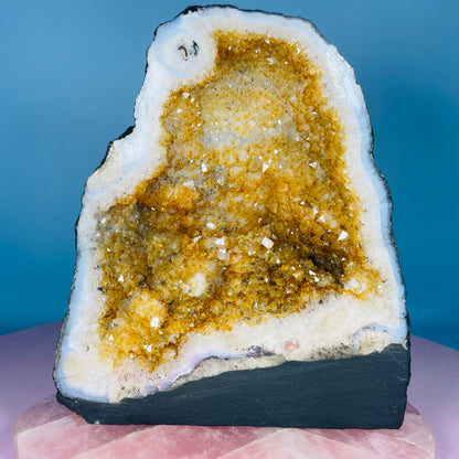 Citrine Cluster Geode Small Cave (Video)