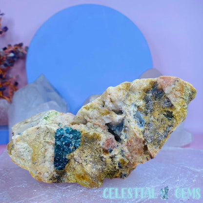 Blue Apatite + Orchid Calcite in Chalcedony Raw Specimen Chunk