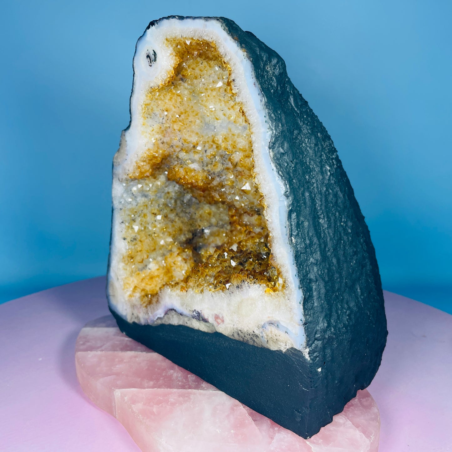 Citrine Cluster Geode Small Cave (Video)