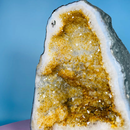 Citrine Cluster Geode Small Cave (Video)