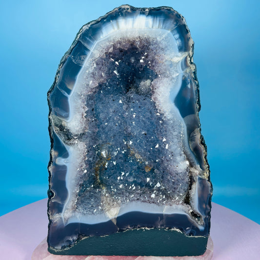 Amethyst + Agate Cluster Geode Medium Cave (Video)