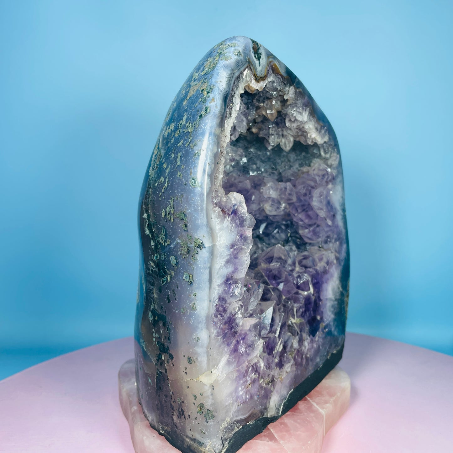 Amethyst Cluster Fully-Polished Geode Medium Cave (Video)