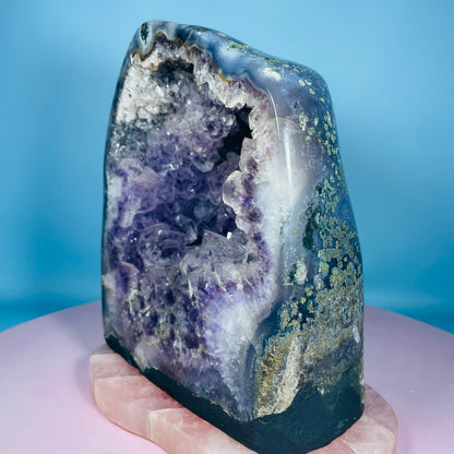 Amethyst Cluster Fully-Polished Geode Medium Cave (Video)