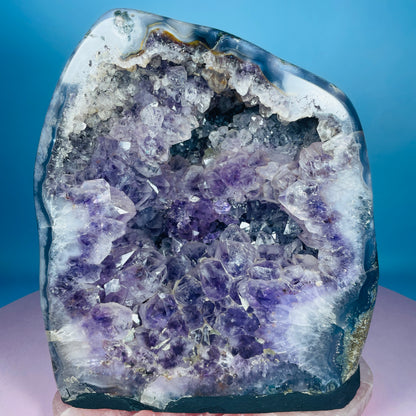 Amethyst Cluster Fully-Polished Geode Medium Cave (Video)