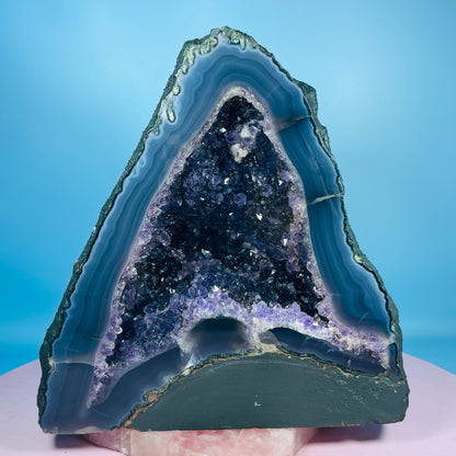 Amethyst + Agate Cluster Geode Medium Cave (Video)