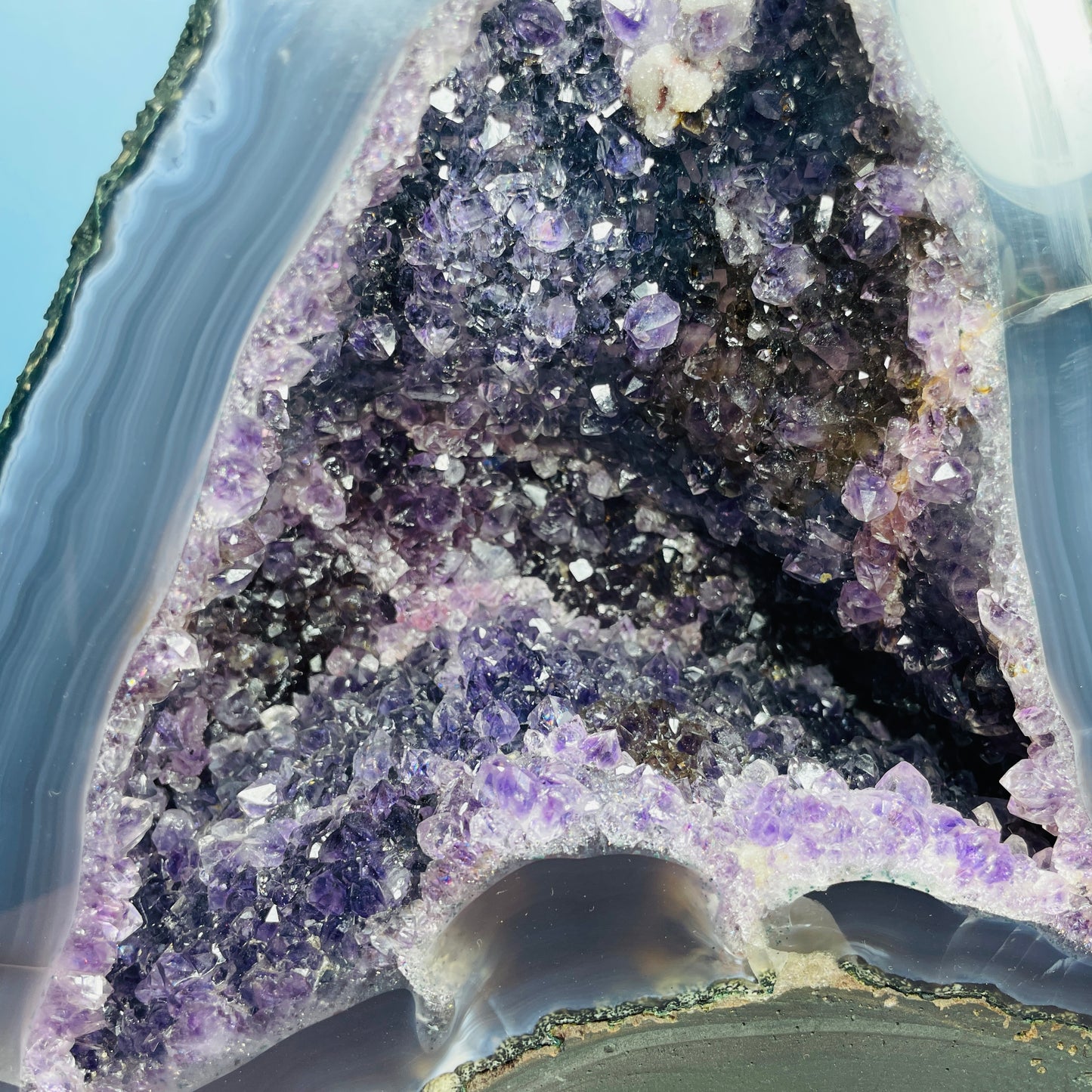 Amethyst + Agate Cluster Geode Medium Cave (Video)