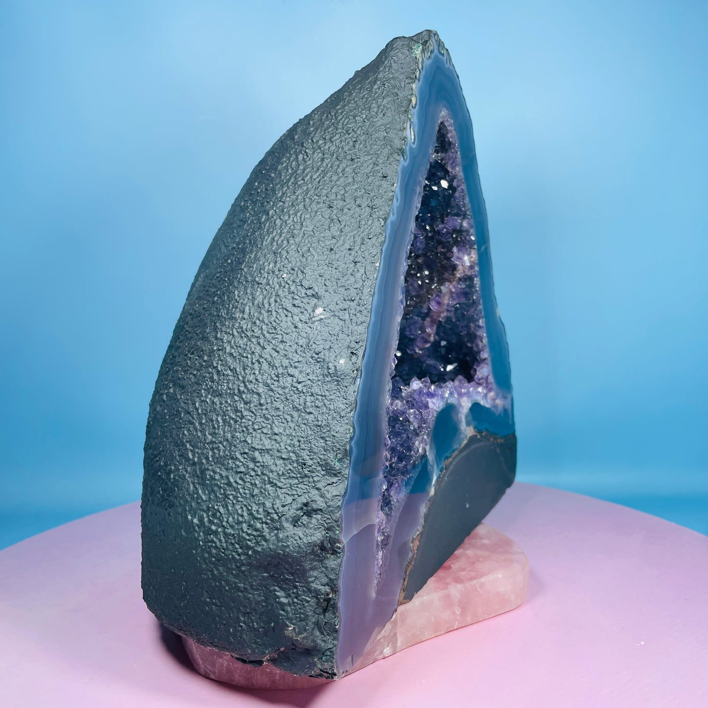 Amethyst + Agate Cluster Geode Medium Cave (Video)