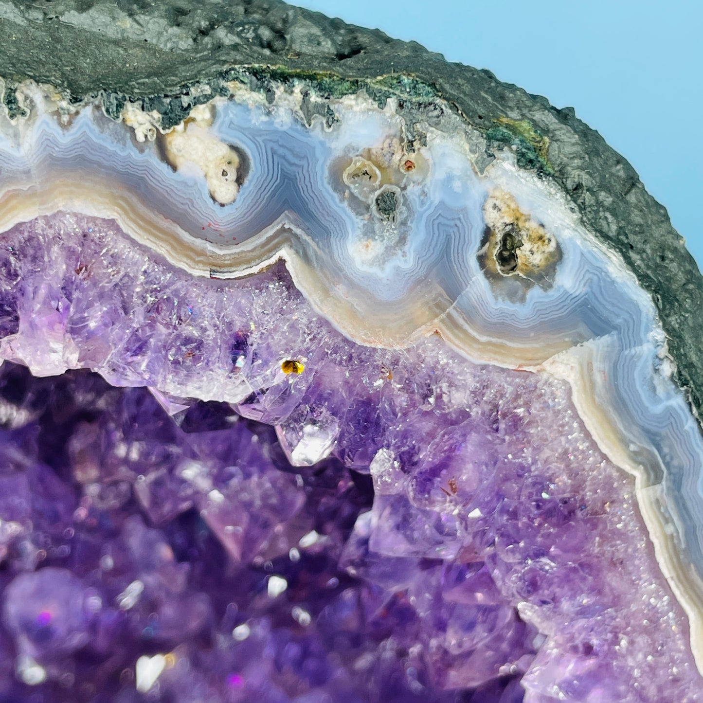 Amethyst + Agate Cluster Geode Medium Cave (Video)
