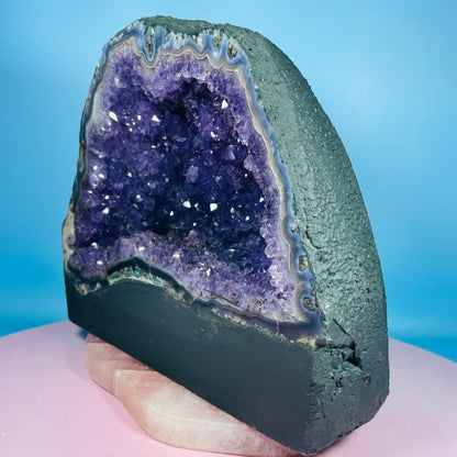 Amethyst + Agate Cluster Geode Medium Cave (Video)