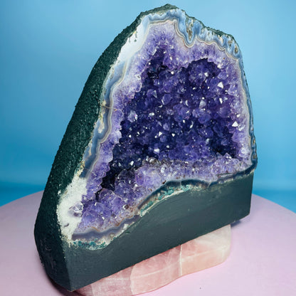 Amethyst + Agate Cluster Geode Medium Cave (Video)