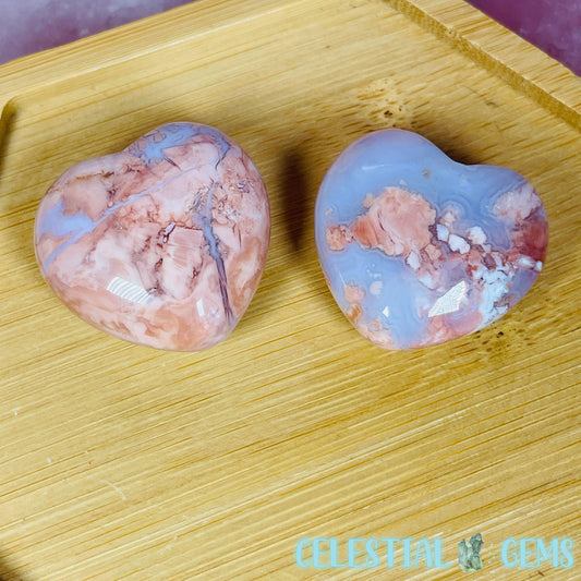 Pink Moss Agate Heart Small Carving