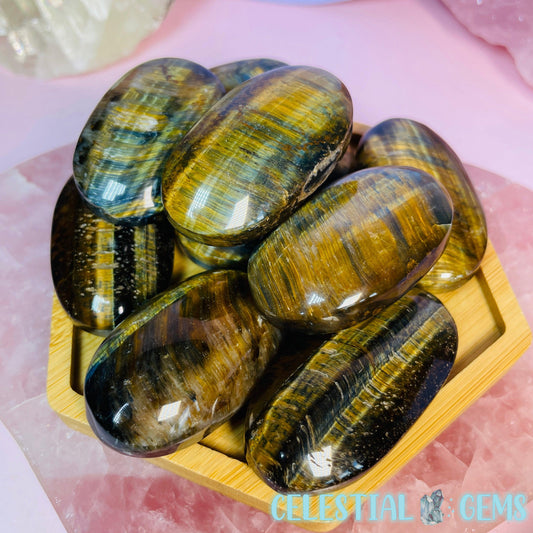 Tigers Eye Palmstone (with Blue Tiger Flashes)