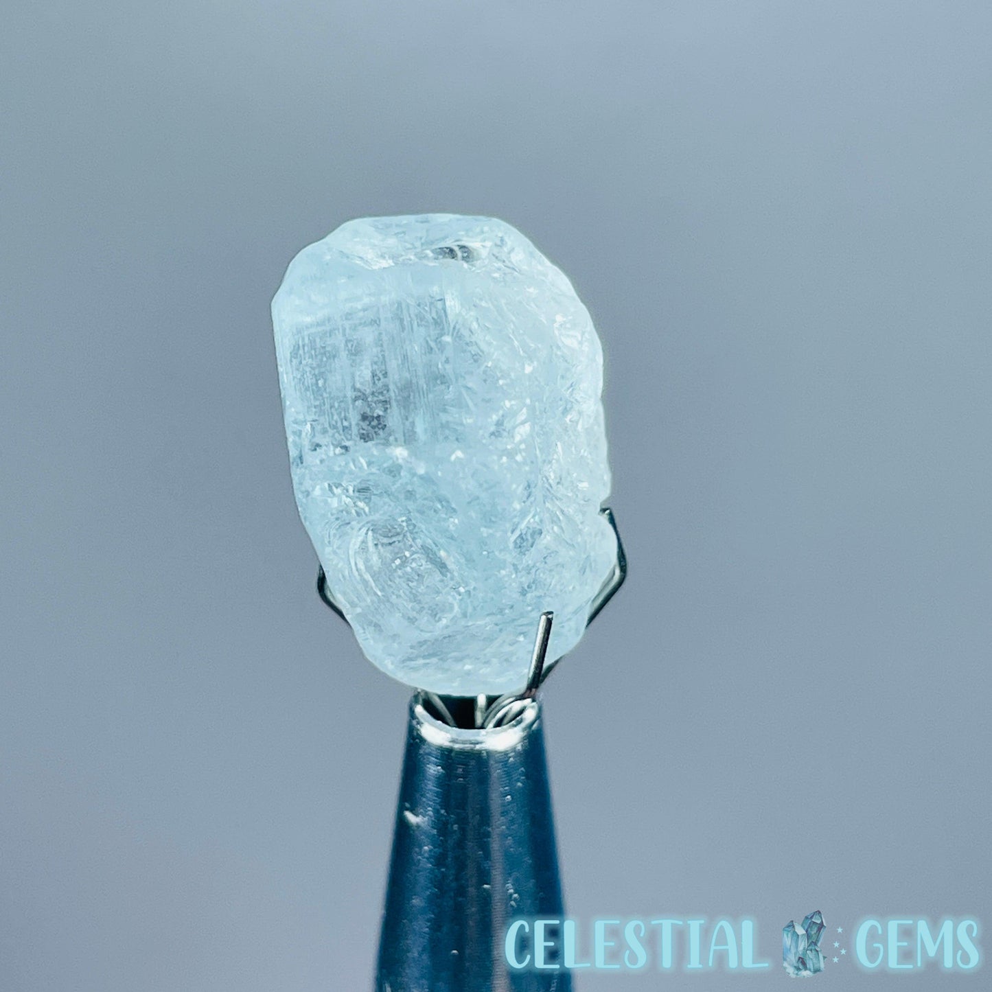 Blue Topaz Raw Mini Gemstone in Specimen Pottle (Video)