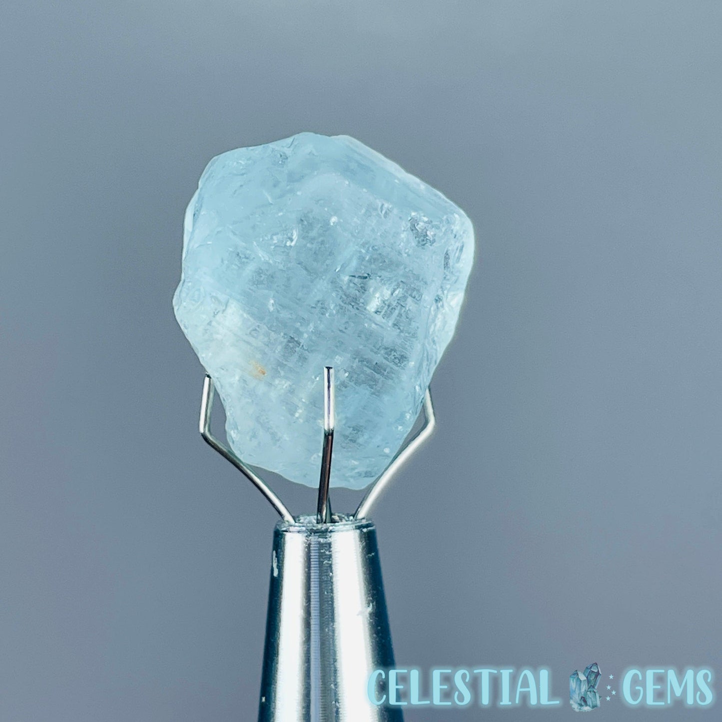 Blue Topaz Raw Mini Gemstone in Specimen Pottle (Video)