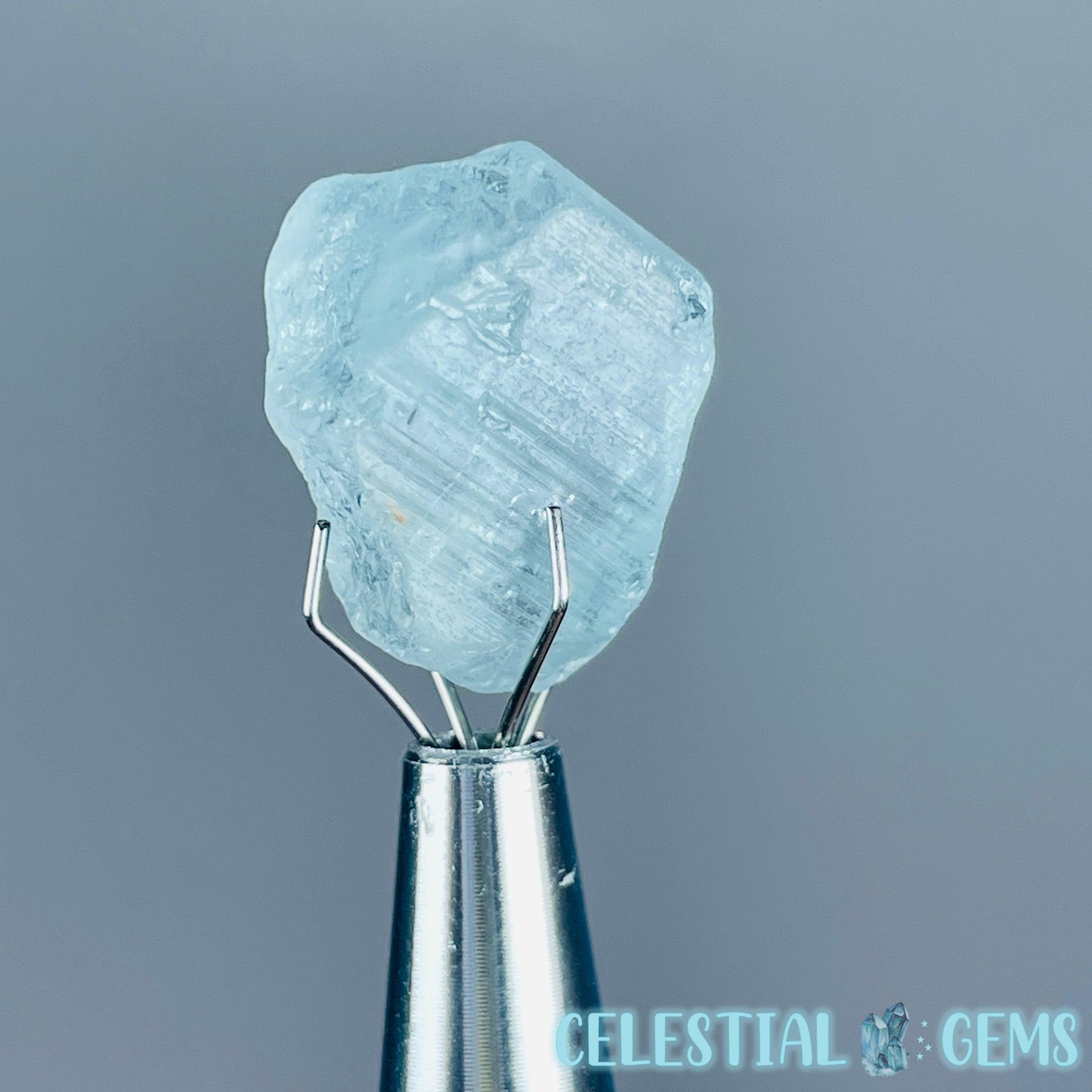 Blue Topaz Raw Mini Gemstone in Specimen Pottle (Video)