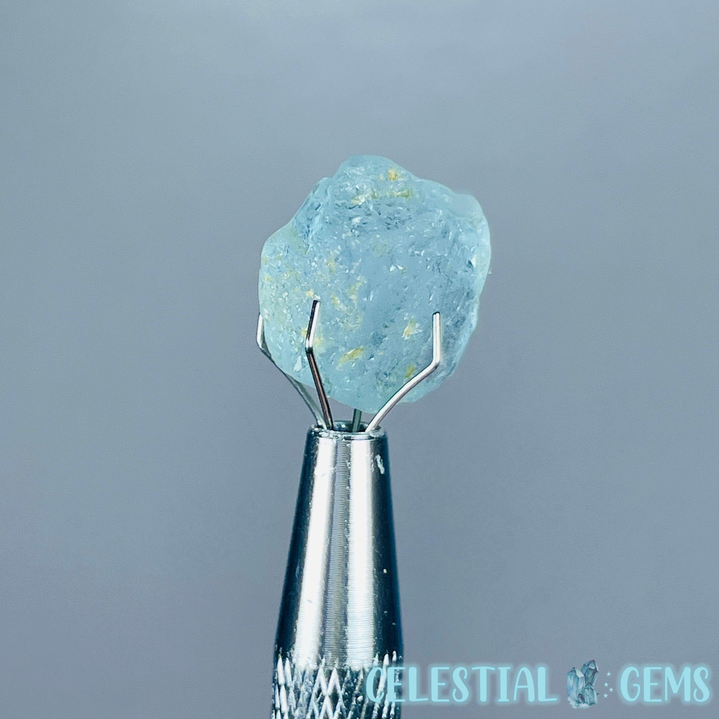 Blue Topaz Raw Mini Gemstone in Specimen Pottle (Video)