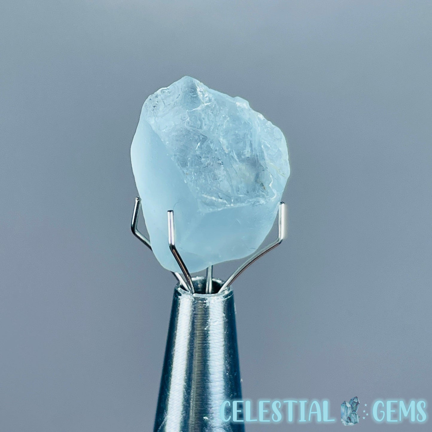 Blue Topaz Raw Mini Gemstone in Specimen Pottle (Video)