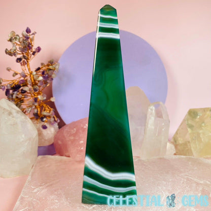 Dyed Green Agate Obelisk Medium Tower