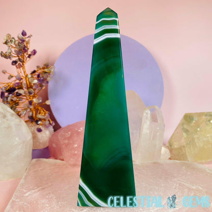 Dyed Green Agate Obelisk Medium Tower