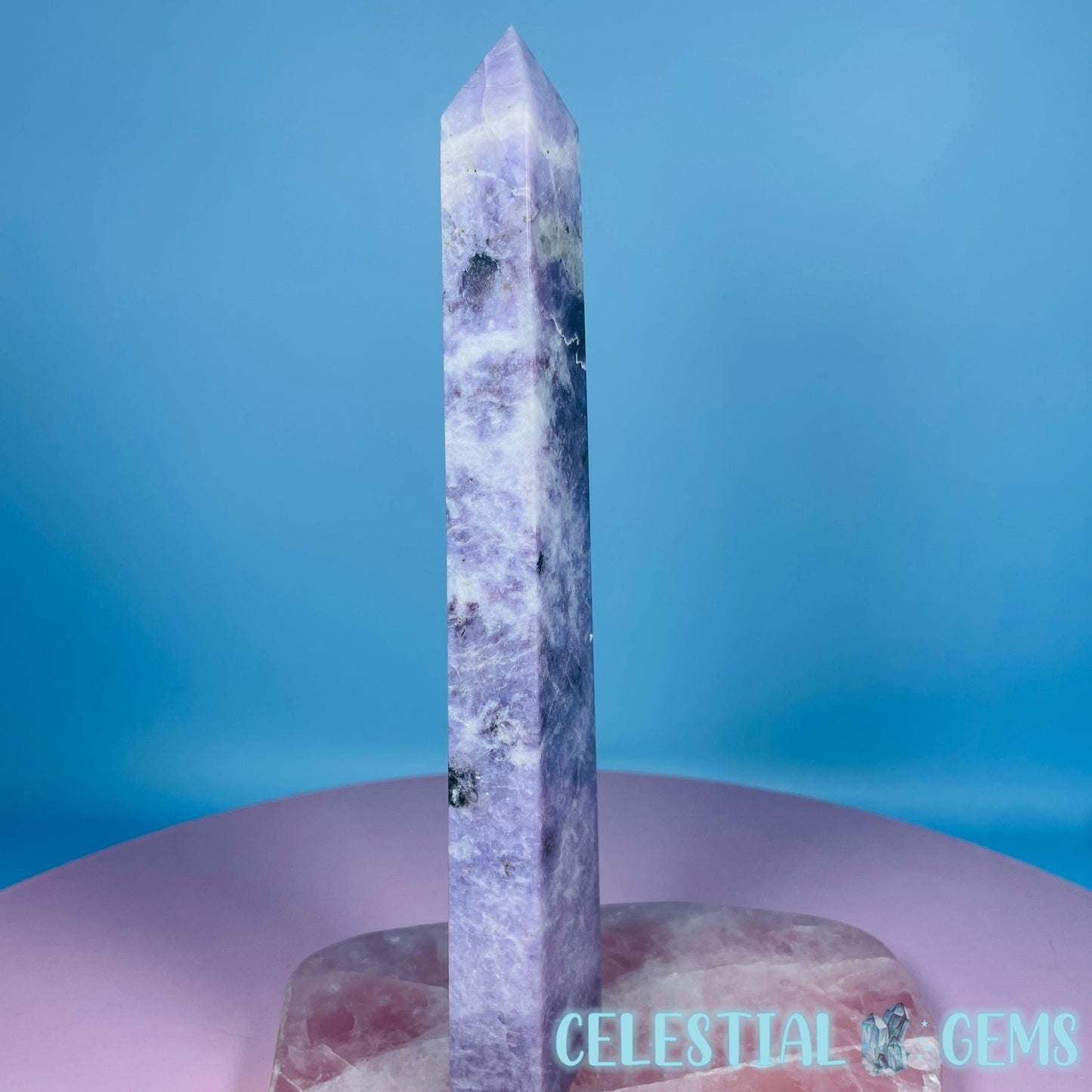 Purple Lepidolite Mica Large Thin Obelisk Tower