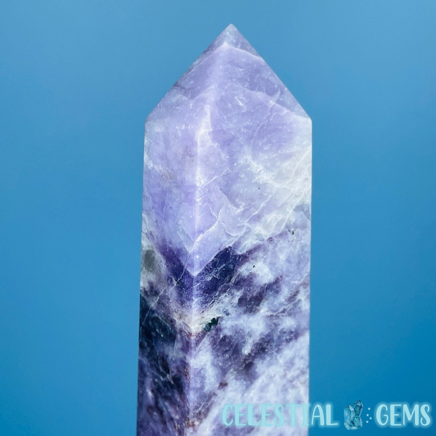 Purple Lepidolite Mica Large Thin Obelisk Tower