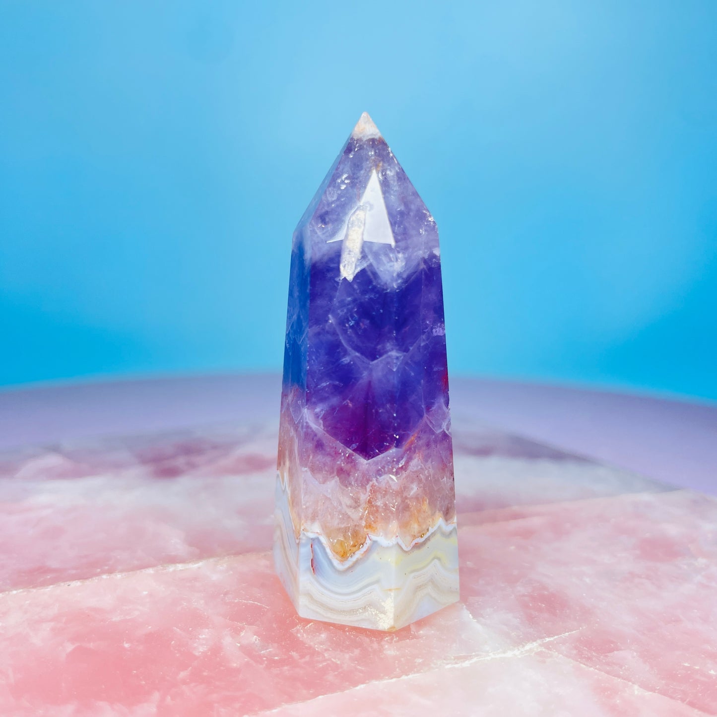 Amethyst + Crazy Lace Agate Small Tower