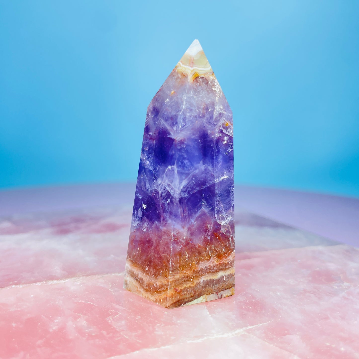 Amethyst + Crazy Lace Agate Small Tower
