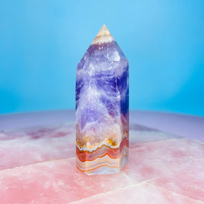 Amethyst + Crazy Lace Agate Small Tower