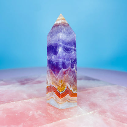Amethyst + Crazy Lace Agate Small Tower