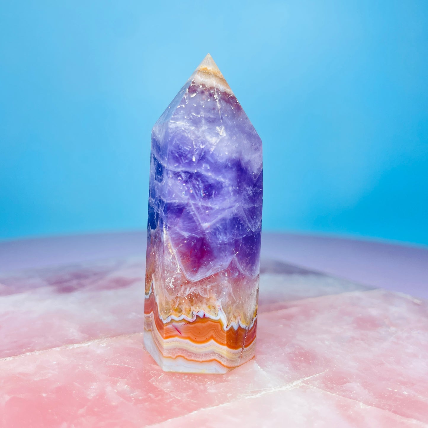 Amethyst + Crazy Lace Agate Small Tower