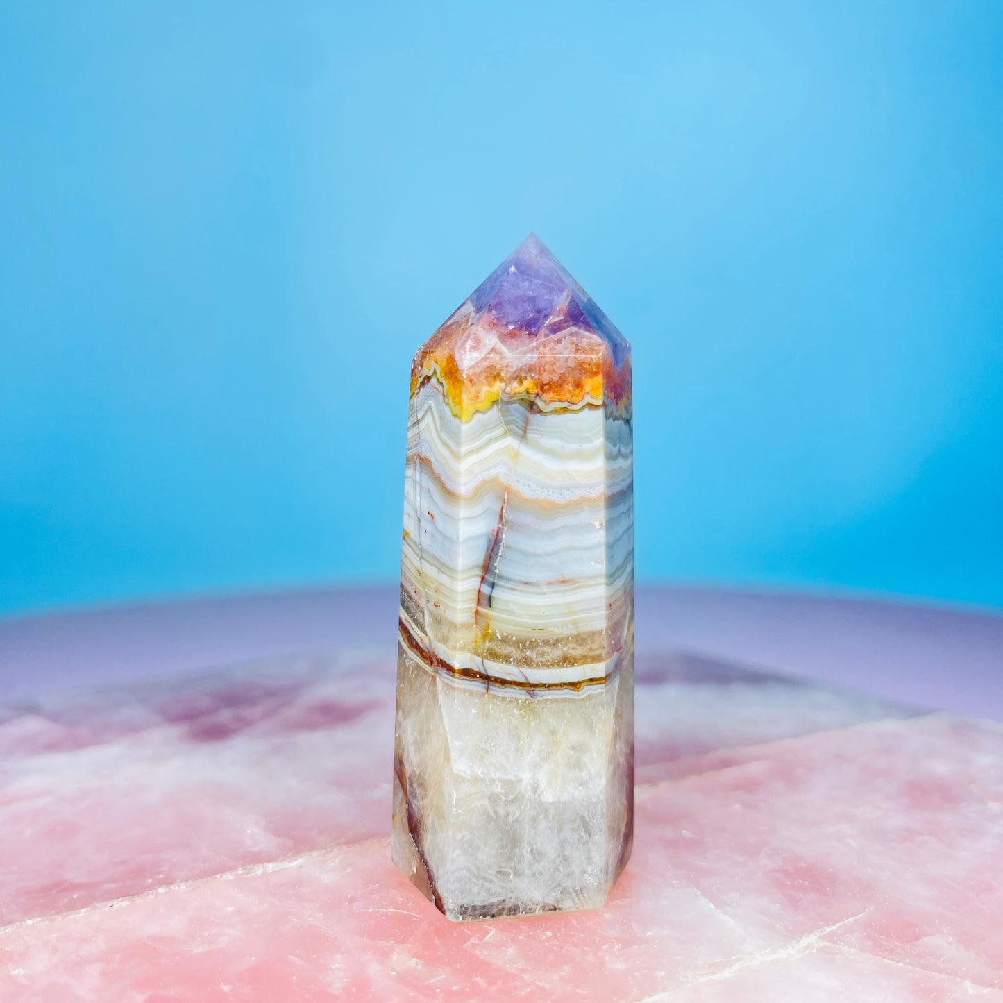 Amethyst + Crazy Lace Agate Small Tower