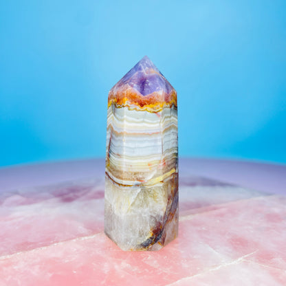 Amethyst + Crazy Lace Agate Small Tower