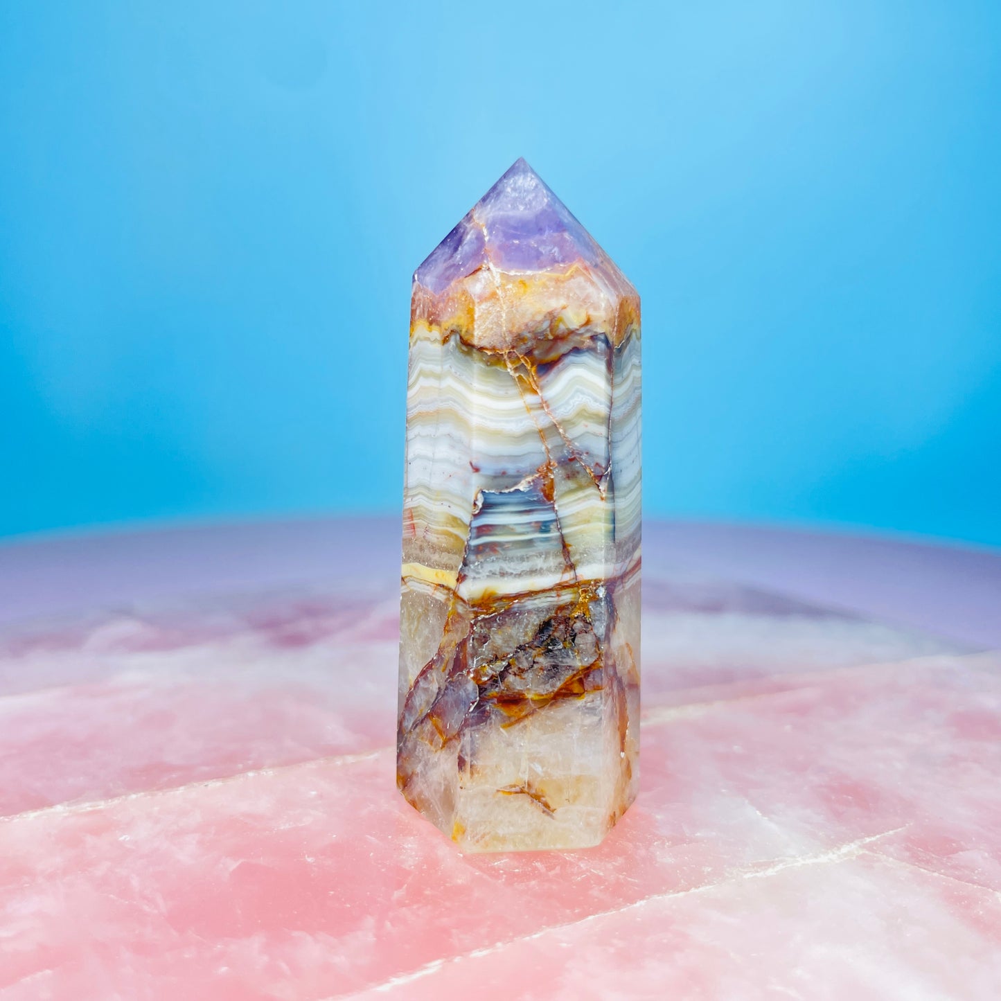 Amethyst + Crazy Lace Agate Small Tower