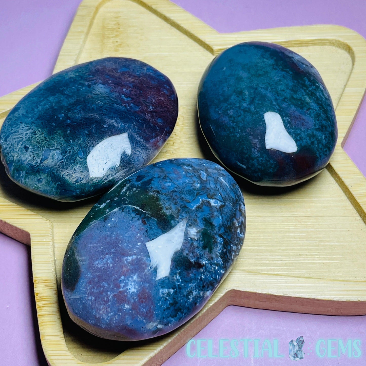 Purple + Red Moss Agate Palmstone