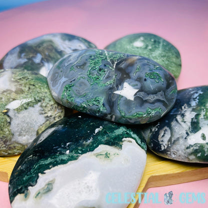 Crystalline Moss Agate Palmstone