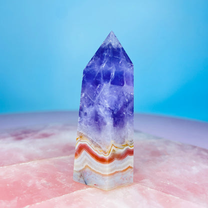 Amethyst + Crazy Lace Agate Small Tower