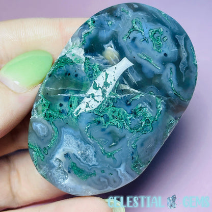 Crystalline Moss Agate Palmstone