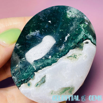 Crystalline Moss Agate Palmstone