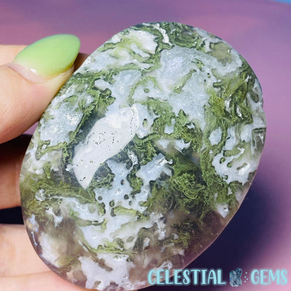 Crystalline Moss Agate Palmstone