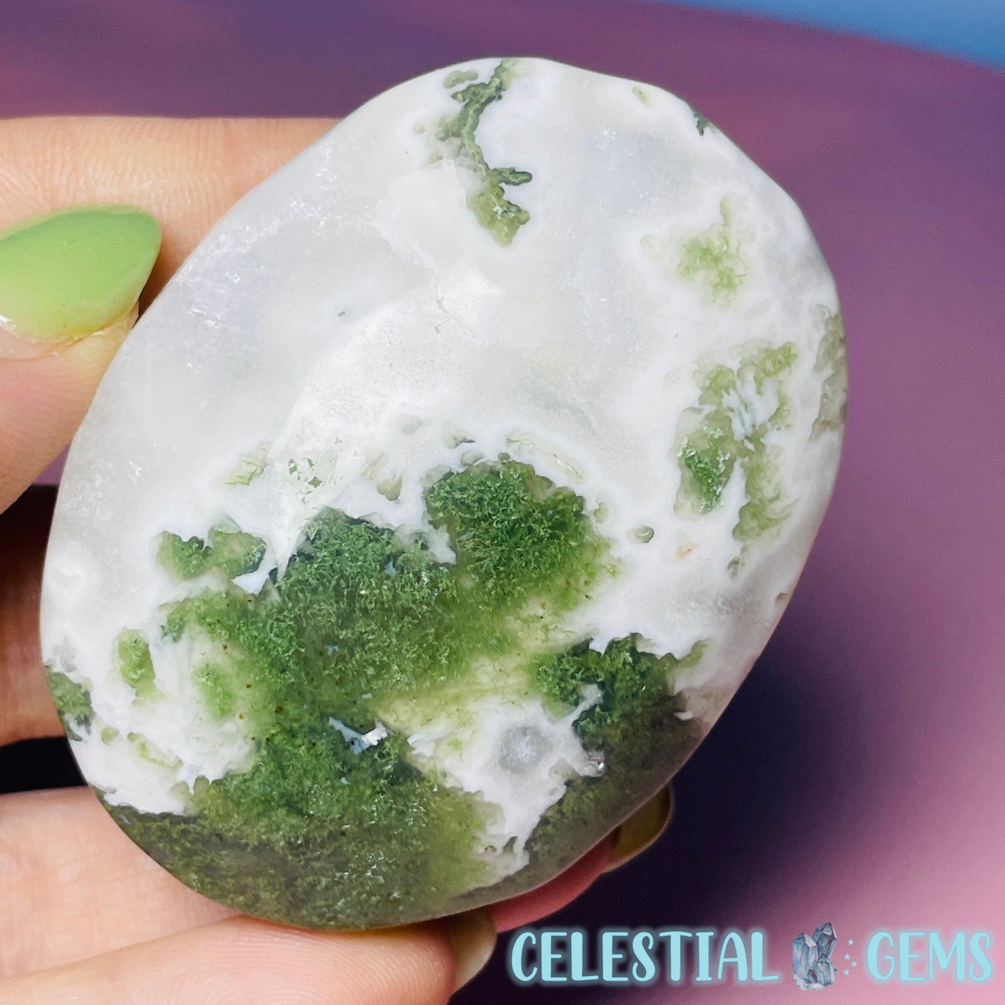 Crystalline Moss Agate Palmstone