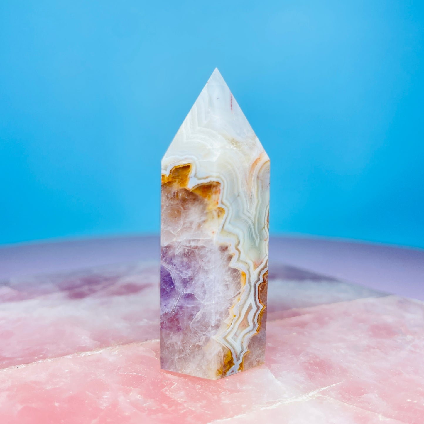 Amethyst + Crazy Lace Agate Small Tower