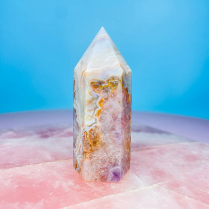 Amethyst + Crazy Lace Agate Small Tower