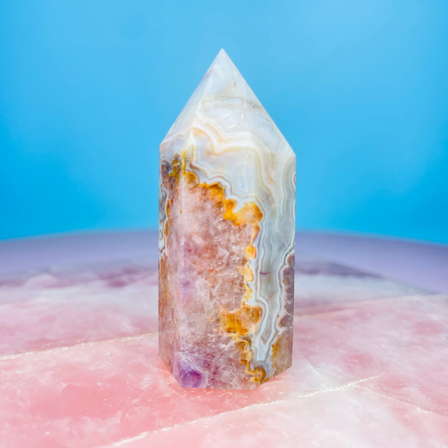 Amethyst + Crazy Lace Agate Small Tower