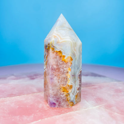 Amethyst + Crazy Lace Agate Small Tower