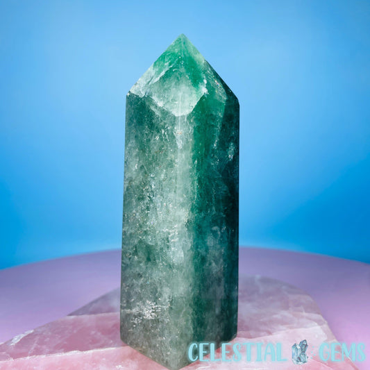 Green Strawberry Quartz Medium Obelisk Tower