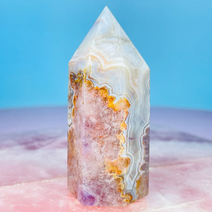 Amethyst + Crazy Lace Agate Small Tower