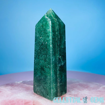 Green Strawberry Quartz Medium Obelisk Tower