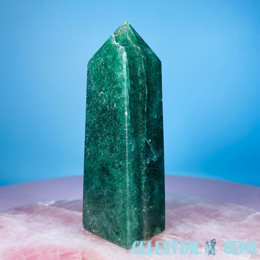 Green Strawberry Quartz Medium Obelisk Tower